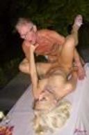 [Uncensored] Slender small breasts tall model and grandfather