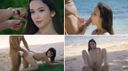 猛烈に美しい外国人モデルと真っ白な砂浜で青い海をバックにスキンヘッドのカメラマンとの開放的過ぎる野外露出セックス！