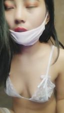 A selfie work with Y-shaped legs and vibrator masturbation with a foreign object inserted into the by a goddess with attractive cool crisp eyes