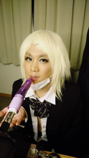 Cross-dressing black gal Yuki's uniform & machine first convulsive orgasm!