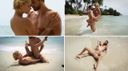 ビーチにてブロンドショートカットの激美女とイケメン男性が全身全裸で絡み合うアート感満載なイメージ作品！