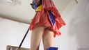 Masturbation gesture straddling a stick Cosplay and rub a stick against your panties