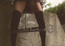 【Personal shooting】Black knee high beautiful legs park exposure public manzuri demented show off
