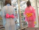 See-through yukata exposure in the store