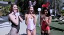 Three bunnies who were excited by the Easter egg festival take turns sharing the white ○ of a white man while each other fiercely obscene foursome!