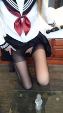 Masturbation of a girl in uniform with beautiful legs