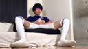 A 20-year-old half-type nonke is dressed in a Japan national team uni and pays attention to the beautiful abs ❤of intense♪ erotic masturbation ︎