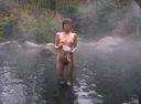 An amateur's post taken in an open-air bath during a hot spring trip