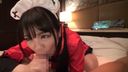 [Amateur individual shooting] Fair-skinned girl with huge breasts is dressed in loli cosplay and footjob & ☆ Erotic angel ♪ with a very cute smile