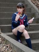 [Amateur posted video] A music college student who loves semen, loves lesbian, and longs for idols is actually quite an erotic woman ◆ No main story line of sight [Part 3: Wandering outdoors in a sailor suit → vibrator masturbation on the stairs next to the park]