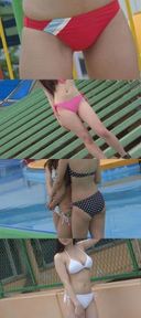 【초고화질 풀 HD 영상】 라시한 수영복 차림의 극상 슬렌더 미녀가 수영장에서 포즈를 취한다! 아니-3