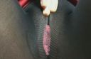 Chatelet tears black tights and masturbates erotic dirty talk "My is getting hard / / I know ♪ it properly"
