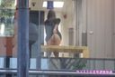 Perverted Shaved Masochist Woman Exposure Masturbation on Indoor Bench