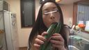 [None] 【Amateur】 【Hidden Camera】Female daughter taking a selfie with cucumber in the kitchen. 【Fixed-point observation】 【Selfie】