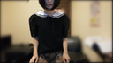 Cross-dressing boy masturbating and ejaculating with reverse bunny