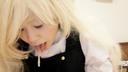 [Cross-dressing cosplay] 4th Ball licking,, bare thigh, deep throating, ejaculation in the mouth