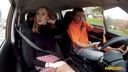 Fake Driving School - Redhead Distracts with no bra on