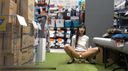 Asian beauty masturbating in a home improvement store