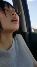 Girl masturbating in the passenger seat