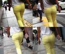 Plump buttocks that show through yellow