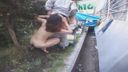 [Perverted Exposed Wife] Naked sex hiding in the hedge of the intersection square with many superhuman streets of Xihua Street! !! I continued to while being seen by general salaryman intruders!