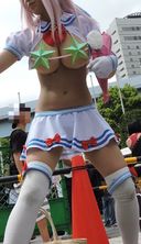 コスプレ2017夏偽乳の巨乳ｗ細い体くびれニーハイソックス【動画】イベント編 3875