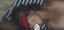 Blindfolded black gal's sleeping