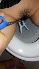 Girlfriend hair removal in public toilet