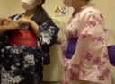 【Personal shooting】two yukata beauties who are tired of walking at the summer festival in the multipurpose toilet