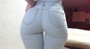 The constriction is amazing! Plump denim butt