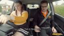 Fake Driving School - Cute BBW crashes the car for REAL