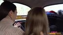 Female Fake Taxi - Lesbian taxi threesome wild orgasms