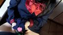 [Personal shooting] Mass facial cumshot on Menhera uniform girl! Masturbation♡ loose socks with electric vibrator
