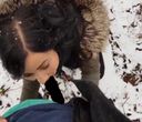 【Oral ejaculation】Couple cheerfully even in the snowy mountains