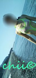 [Personal shooting daytime outdoor exposure] I went to the sea in a transparent nipple, sheer man's muscles, see-through T-back metamorphosis swimsuit (1)