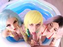【Aheface Cosplayer Club】Three nasty layers in micro bikinis enjoying, lesbian, and gonzo [Video]