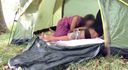 [Limited] Outdoor public sex Blue fuck in a full view tent Simultaneous orgasm with raw vaginal cum shot Exposure couple SEX POV Personal shooting climax amateur acme