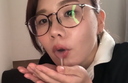 3 consecutive large amount of mouth shots with erotic of a glasses female college student → 2 swallowing ☆ Active JD 21 years old
