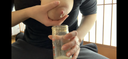 【Breast milk masturbation】Stirring masturbation of squeezed breast milk and man juice
