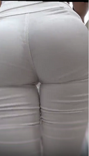 [스마트폰용 세로 동영상] 무치 무치 흰 빵 투명 T백 엉덩이
