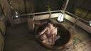 Fun raw saddle SEX in an open-air bath with an adulterous wife! !!