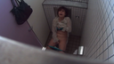 Woman masturbating in public toilet h