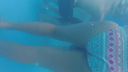 Let's take a close-up photo of a beautiful older sister's dick breaststroke in the pool