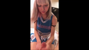 【Uncensored】A beautiful blonde girl in cheergirl cosplay serves you in bed. After applying lotion and giving a, she straddles herself and shakes her hips violently. The man remains in a tuna state, and the girl's panting voice echoes
