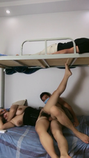 Sex of a college girl with big breasts who is in the dormitory
