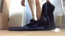 【Selfie camera de posted video】Young neat and clean office lady stretches while taking off her sailor suit