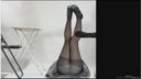 Amateur woman in sheer black pantyhose is photographed in obscene pose