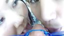 2 W nursery mother groped and made to swallow by fierce face licking, and shot while being licked face by two! !! ≪POV video version≫