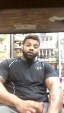 [Gay] Super macho black bastard masturbates in the store while working!