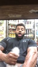 [Gay] Super macho black bastard masturbates in the store while working!